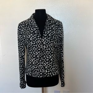 Lafayette 148 Jacket Blazer Black White Polka Dot